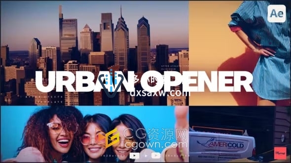 Urban Opener AE模板拼贴照片动画时尚运动社交媒体vlog视频