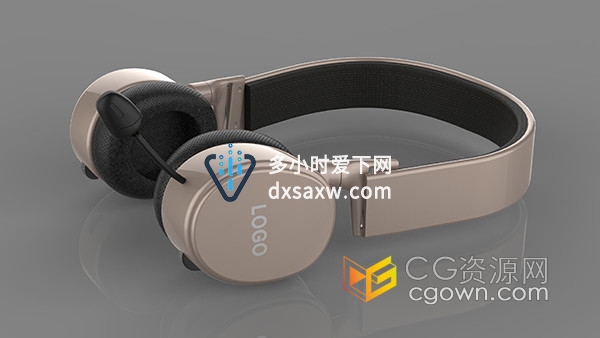 玫瑰金科技简约运动款蓝牙耳机C4D模型