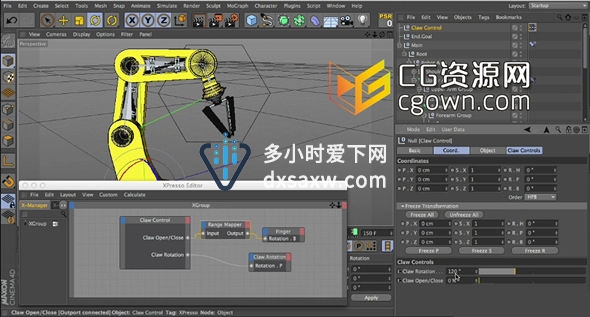 c4d机械手臂骨骼绑定动画教程 Mograph Techniques Rigging a Robot Arm in CINEMA 4D