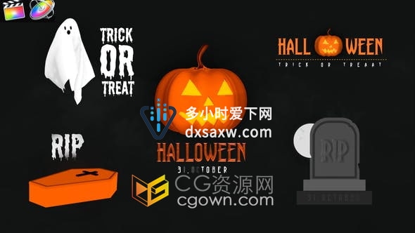 Halloween Spooky Titles FCPX插件万圣节幽灵主题文字标题动画