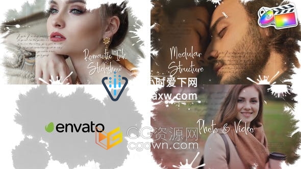 Ink Slideshow FCPX插件制作水墨遮罩动画幻灯片宣传相册视频