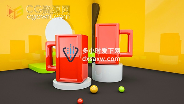 时尚简约马克杯创意水杯三维C4D模型
