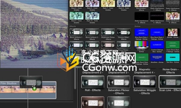 FCPX插件制作80年代录像机磁带噪点雪花干扰视觉特效动画效果