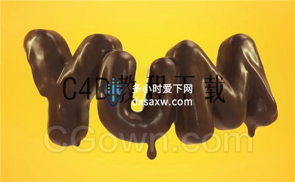 C4D R20学习Field域系统制作巧克力流体文字动画视频教程下载
