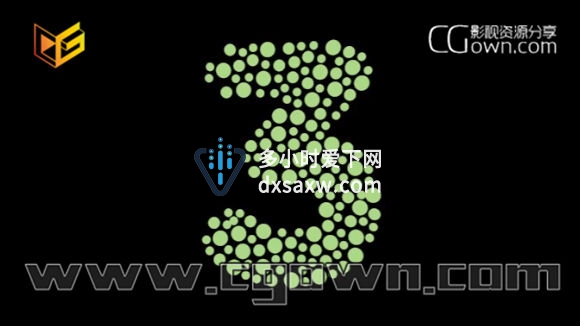 C4D教程 动力学和运动图形创建样条曲线充满2D风格小圆球的文字造型