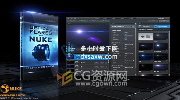 Nuke 插件 Optical Flares v1.0.86 镜头光晕预设带中文安装说明