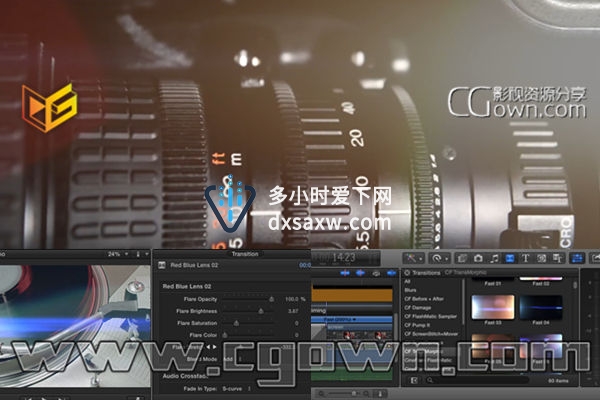 FCPX插件 Cineflare Transmorphic 带60种唯美大气精品炫光光晕转场效果预设
