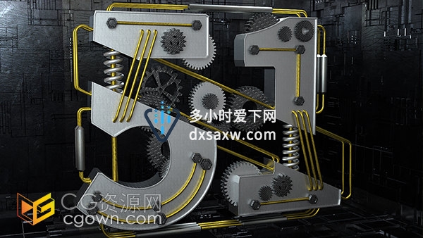 银色金属风格五一劳动节立体C4D艺术字三维模型