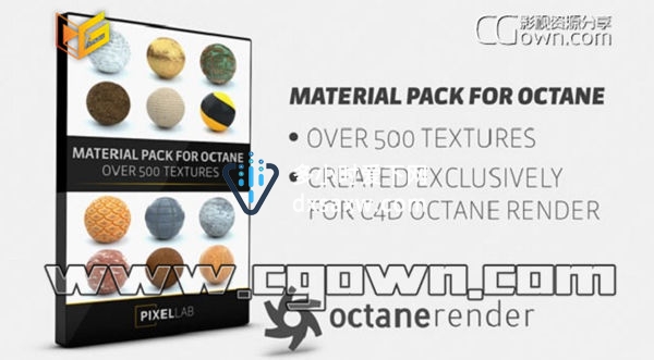 Material Pack for Octane C4D 超过500种纹理材质预设文件包