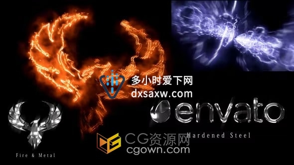 AE模板-炽热的火焰粒子火花金属标志LOGO动画