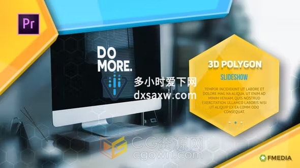 PR模板工程-3D立方体六边形幻灯片适合企业开幕式宣传视频商务演示