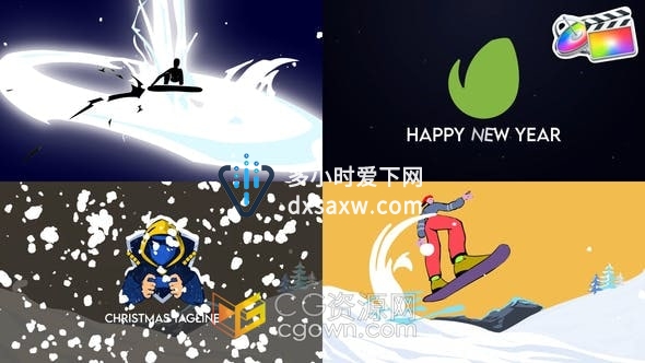 FCPX插件-卡通图形动画制作冬奥会体育比赛滑雪视频片头