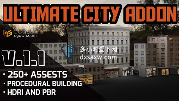 Ultimate City V1.1 Blender插件创建城市楼房建筑场景