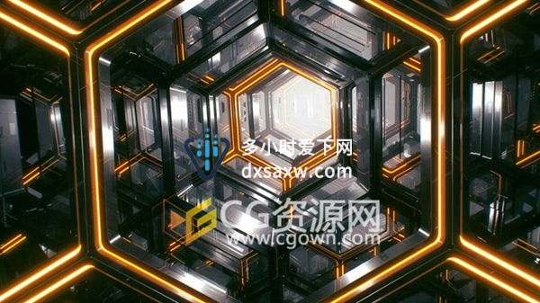 C4D视频教程带练习原工程文件 高科技质感无限循环穿梭隧道动画