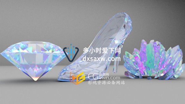 C4D教程 Arnold渲染器创建绚丽钻石晶体材质效果如水晶鞋