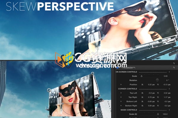 FCPX插件-场景屏幕广告牌跟踪替换带透视倒影反射 Final Cut Pro X插件