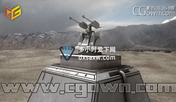 C4D与AE合成机枪炮台场景培训视频教程 带工程文件