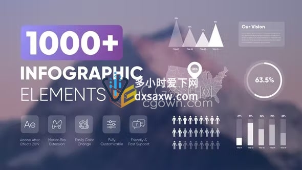 Infographic Elements AE模板预设1000+数据信息图表元素动画