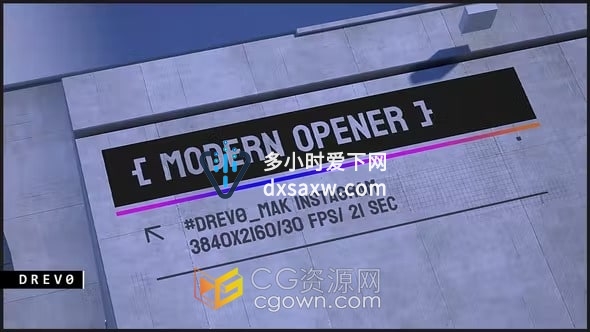 AE模板-3D城市混凝土城墙展示明亮艺术作品标题广告动画