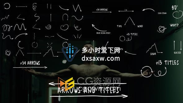 FCPX插件-34个手绘线条箭头Arrows与13组标注文字标题动画 AndTitles