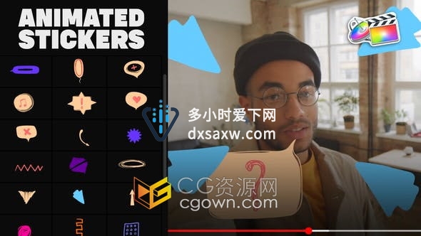 FCPX插件-37组手绘动画卡通箭头泡泡涂鸦抽象动画元素视频