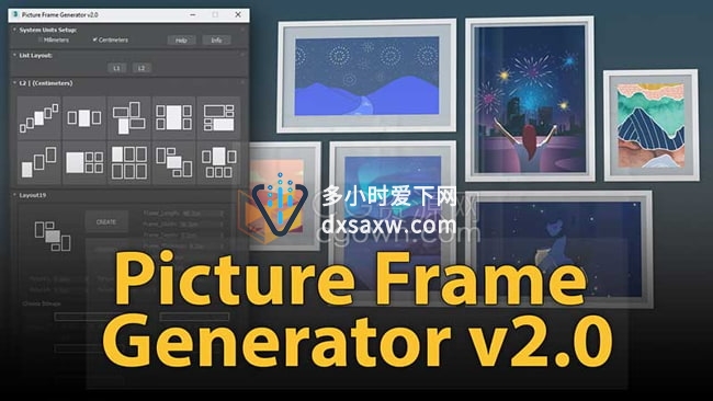 Picture Frame Generator v2.0 3ds Max插件创建三维照片相框自动生成器