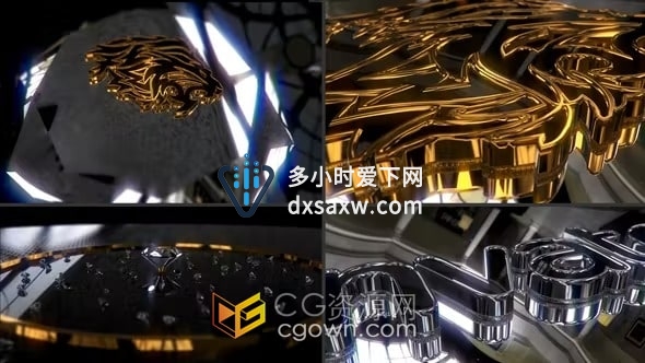AE模板-3D高光场景金银钻石标志LOGO动画