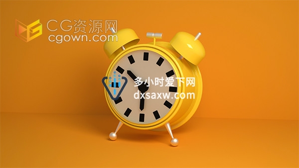 C4D简约家用黄色系列小闹钟三维模型