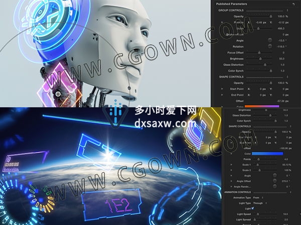 FCPX插件-2套高科技屏幕触控UI界面HUD元素动画预设FinalCutProX