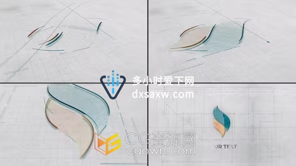 AE模板-素描纸展示线条构建标志草图动画建筑师蓝图logo