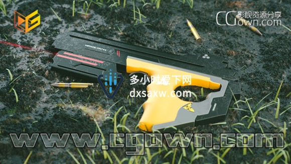 VRAYforC4D教程 制作科幻枪与真实场景上材质贴图与渲染设置
