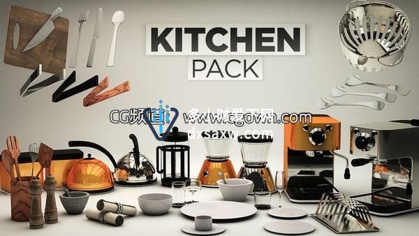 C4D预设厨房工具模型包The Pixel Lab – Kitchen Pack【国内首发】