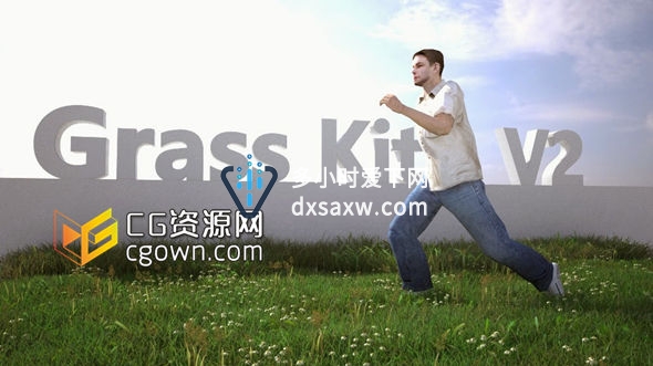 c4d真实的草地预设文件 Grass Kit V2 for Cinema 4D and Vray 1.9