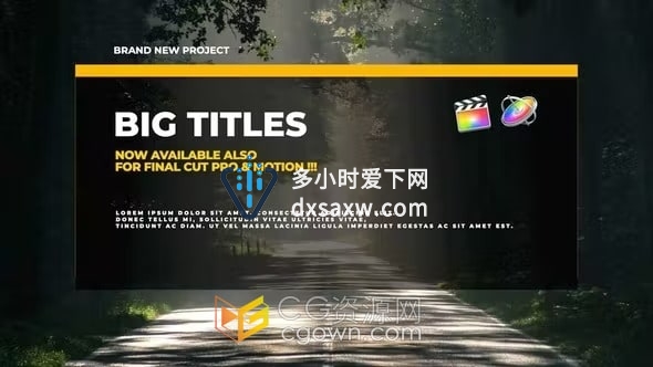 Big Titles FCPX插件20组大边框演示幻灯片介绍文字标题动画