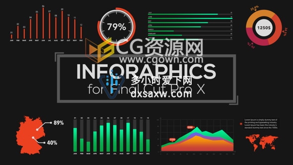 Infographics FCPX插件制作各种信息图表动画预设带详细视频教程