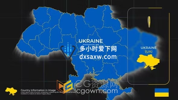 Ukraine Map Promo AE模板乌克兰地图介绍图形动画