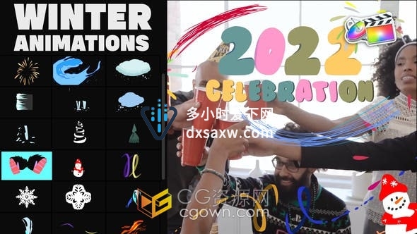 25组冬季MG图形元素动画制作冬奥会相关视频助手-FCPX插件