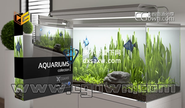 C4D水族馆植物模型 CGAxis Models Volume 24 Aquariums 格式max/c4d/fbx/obj