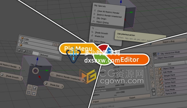 Pie Menu Editor v1.18.3 Blender插件饼图菜单编辑器工具栏