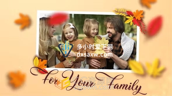 温馨秋叶动画视频相册多用途AE相册模板