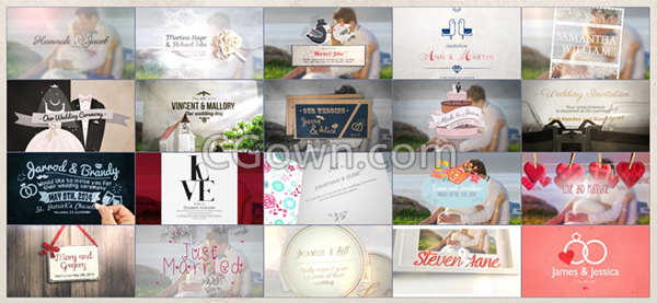 Wedding Pack FCPX插件20种浪漫婚礼徽章文字标题字幕动画下载