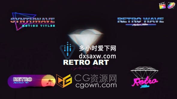FCPX插件-复古毛刺故障文本动画包vhs效果标题