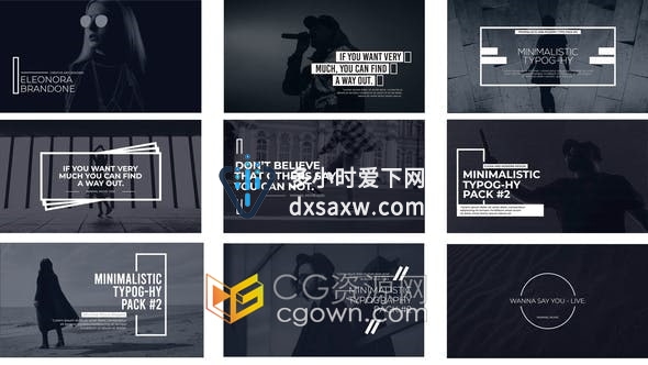 FCPX插件-9组时尚排版动画简约文字标题视频字幕效果