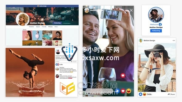 FCPX插件-社交媒体博主帖子画面展示动画效果Social Media Posts
