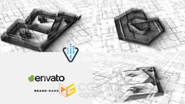 建筑公司品牌LOGO介绍标志绘画动画4K分辨率视频片头AE模板