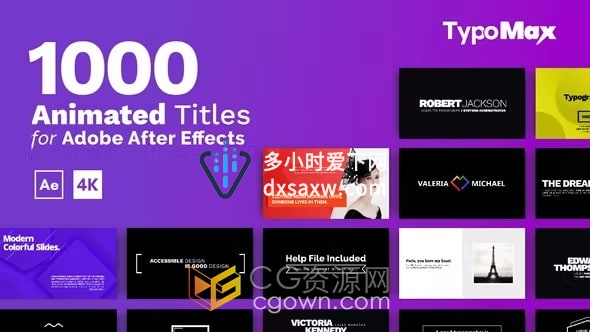 TypoMax 1000 Animated Title AE模板上千种文字标题排版视频字幕条动画