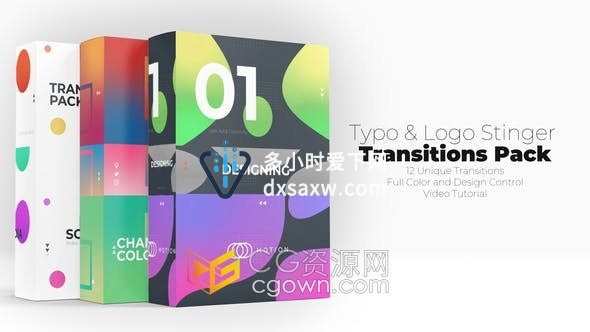 Apple Motion模板Typo & Logo Stinger Transitions社交媒体视频片头-FCPX插件