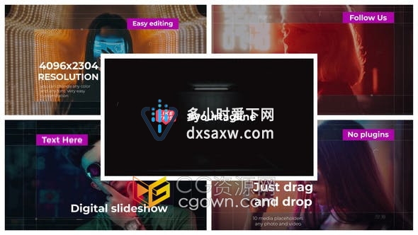 FCPX插件-Digital Slideshow 4k分辨率时尚现代高技术幻灯片模板