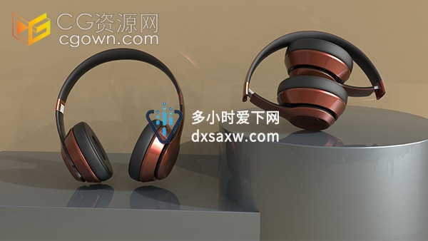 橙色数码电子无线蓝牙耳机三维C4D模型