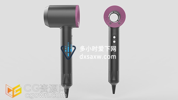 黑色款式科技电器戴森吹风机C4D三维模型